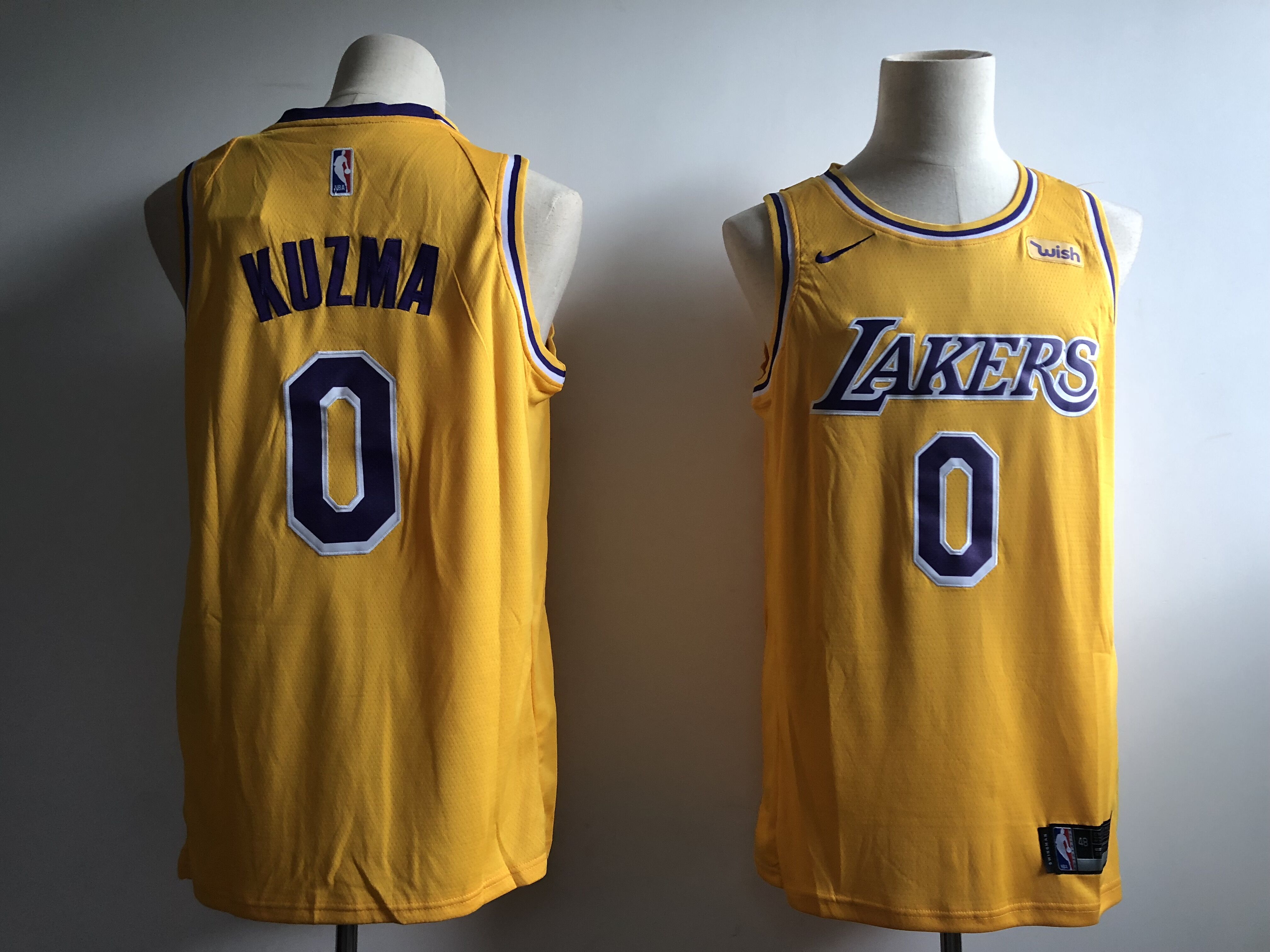 Men NBA Los Angeles Lakers #0 Kuzma yellow game Nike NBA jerseys